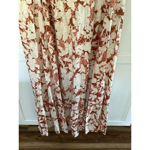 Old Navy Womens Smocked Coral Maxi Dress Sz XL Floral Stretch Peasant - Picture 4 of 9
